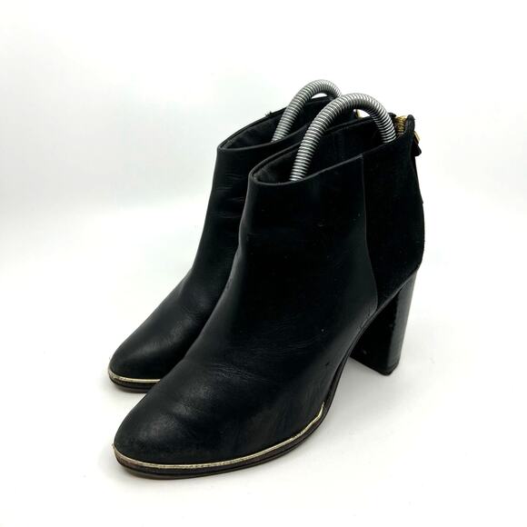 Ted Baker Azaila Black Suede and Leather Heeled Boots Women's 7 US - Picture 1 of 8